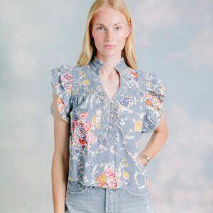 Love The Label light blue floral Sara top, size M